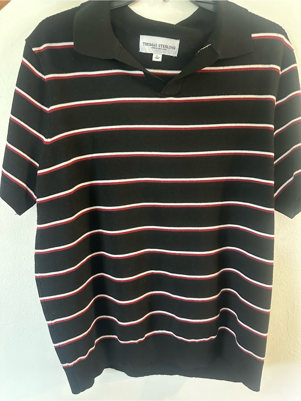 Black Striped Polo Top Thomas sterling men Polo